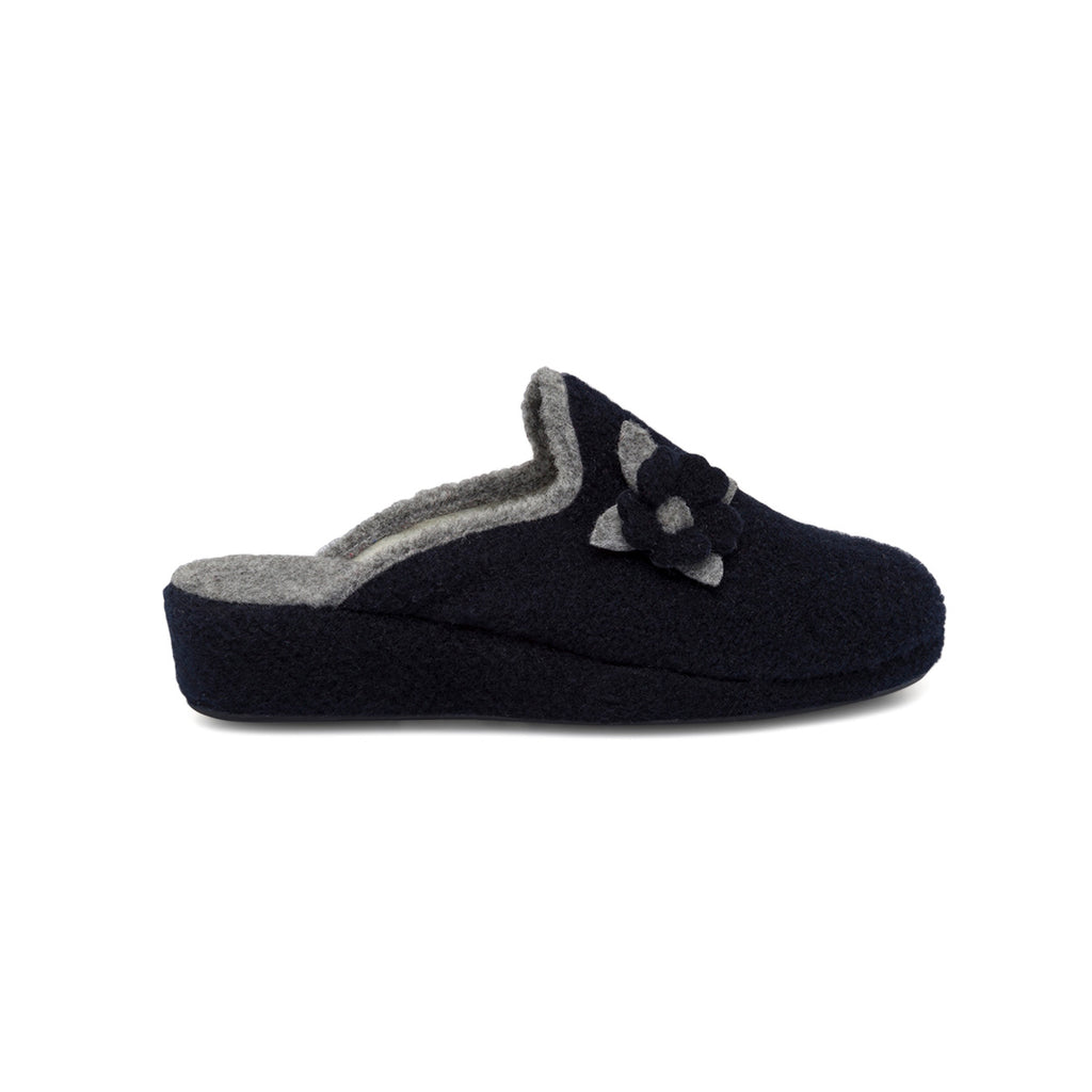 Pantofole blu da donna con fiore Stilrosa