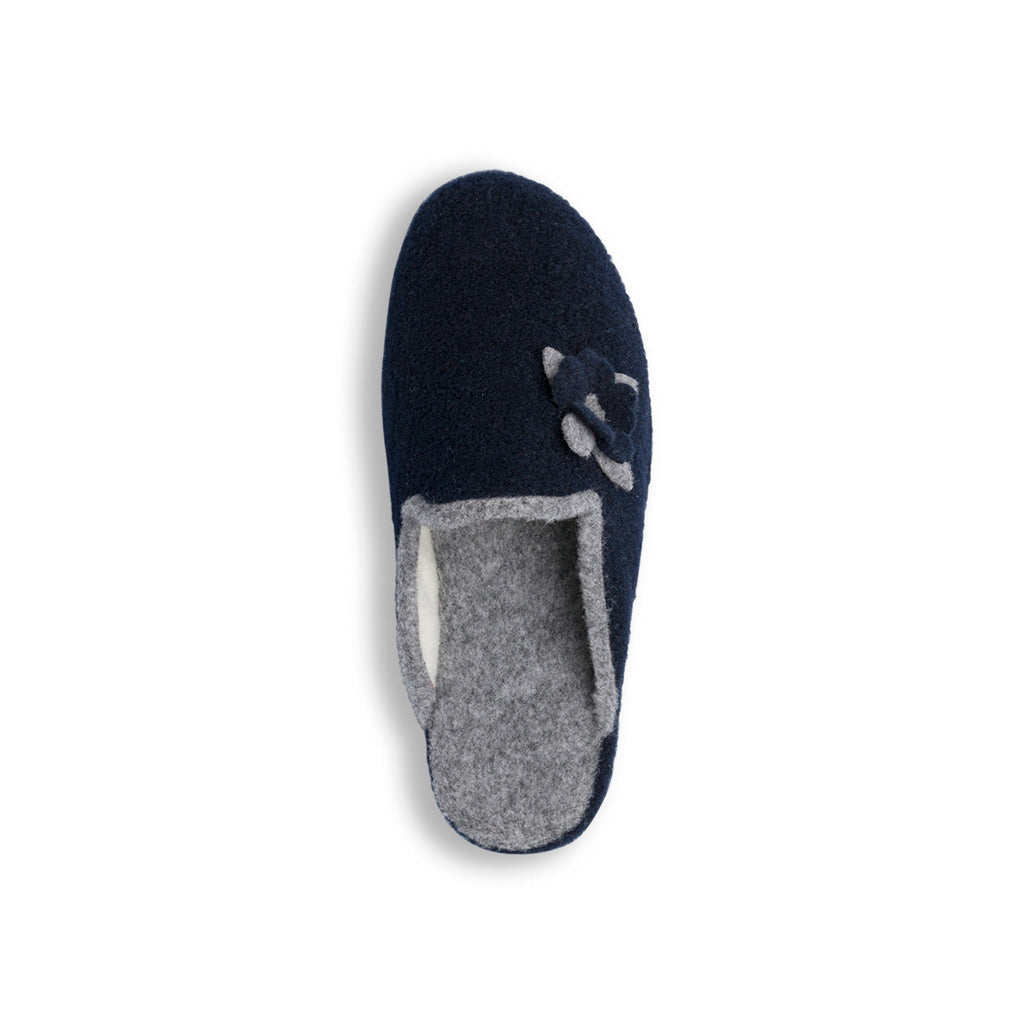 Pantofole blu da donna con fiore Stilrosa
