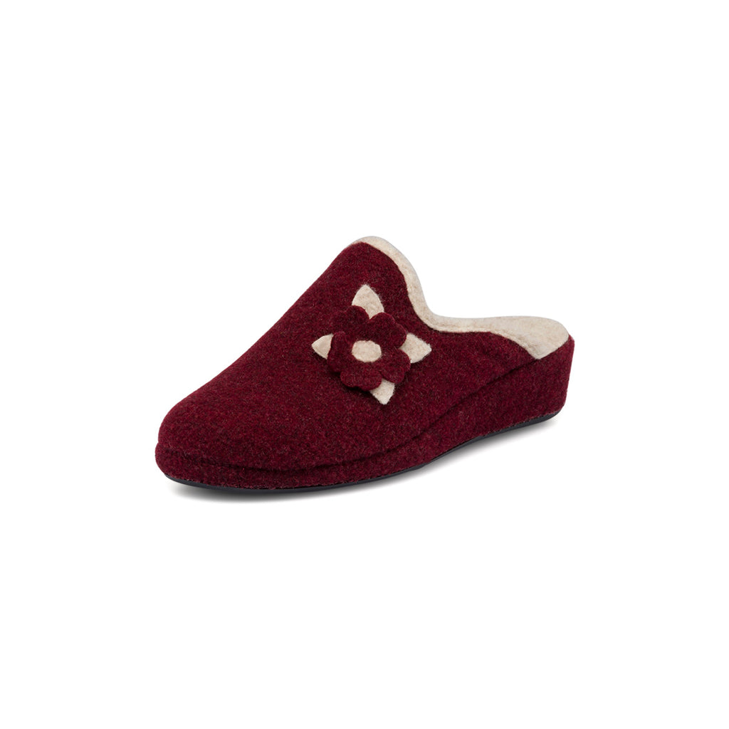 Pantofole bordeaux da donna con fiore Stilrosa