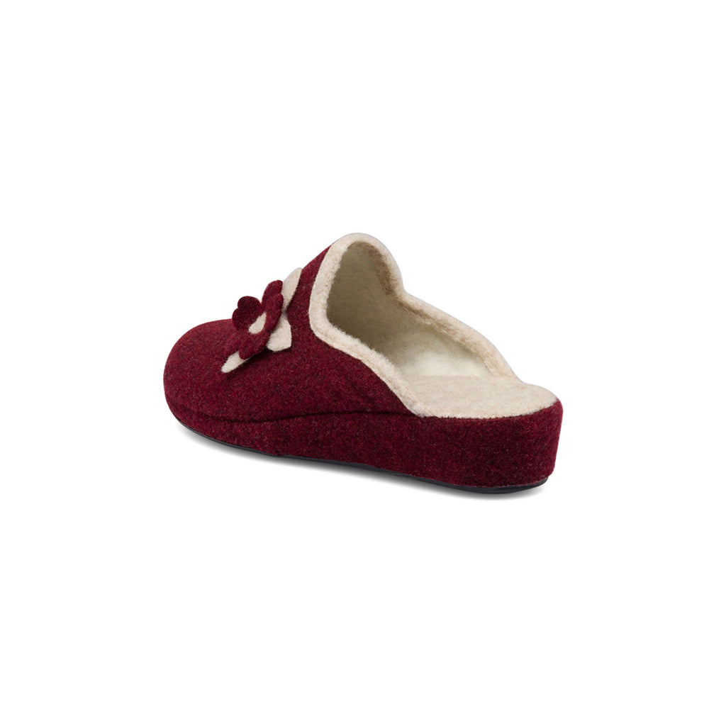Pantofole bordeaux da donna con fiore Stilrosa