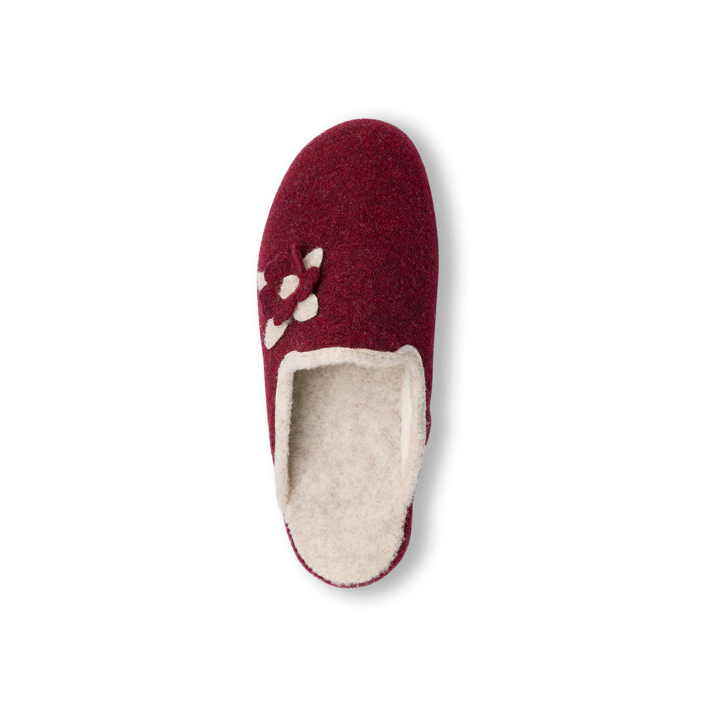 Pantofole bordeaux da donna con fiore Stilrosa