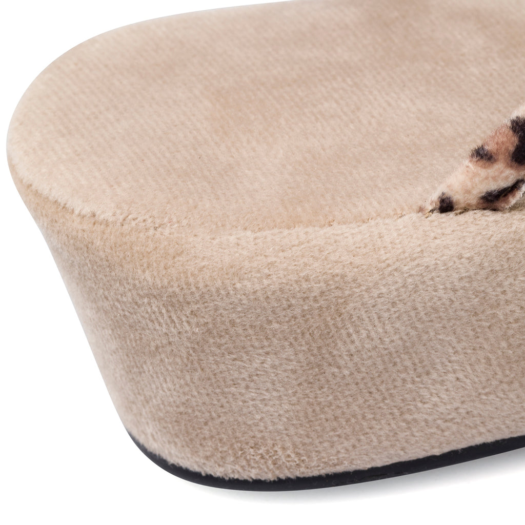 Pantofole beige da donna con cuore animalier Stilrosa