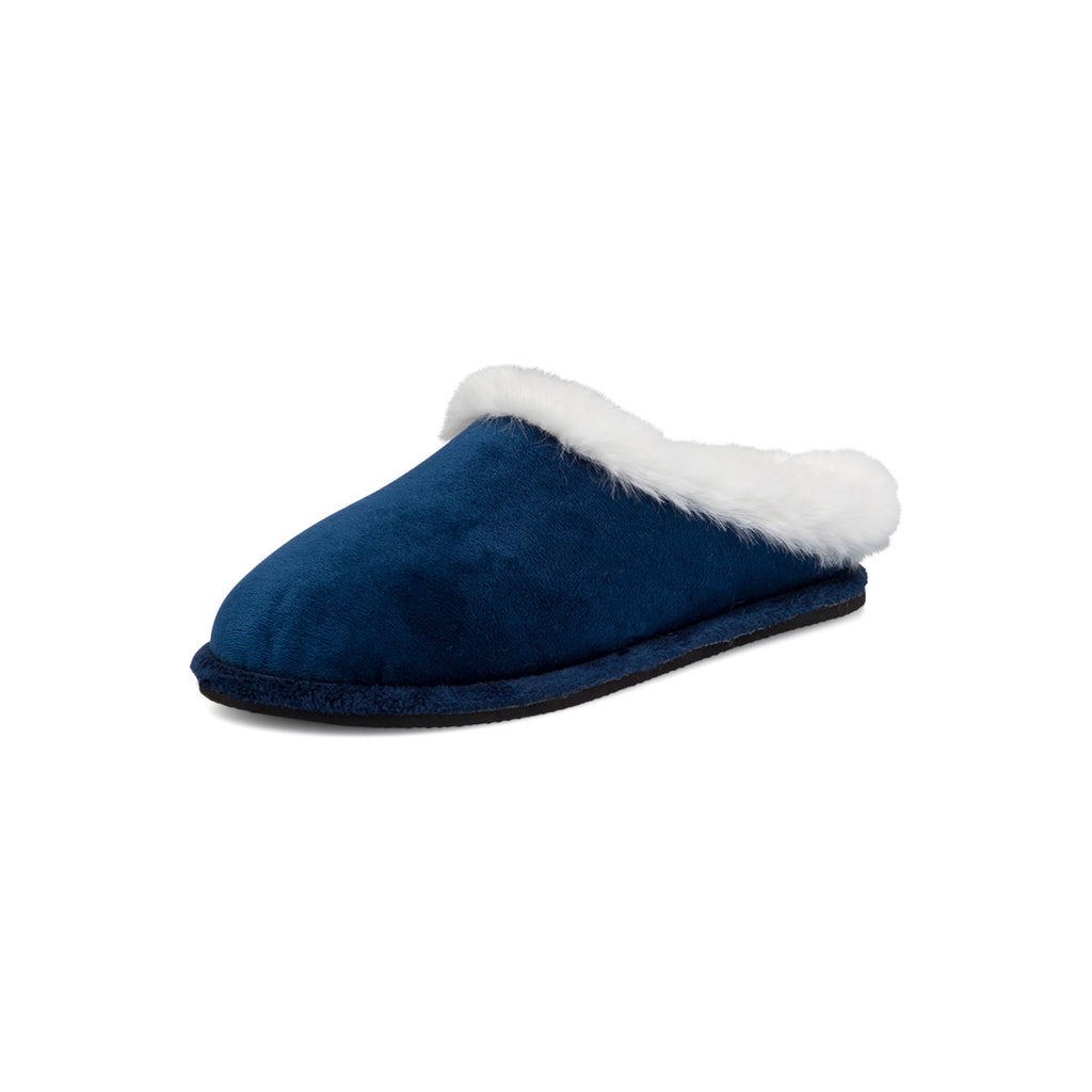 Pantofole blu in tessuto da donna con pelliccia sintetica Stilrosa