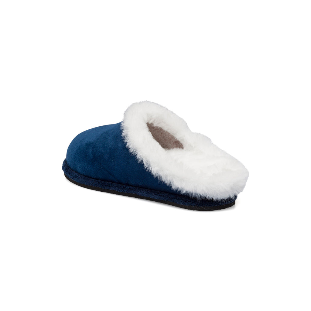Pantofole blu in tessuto da donna con pelliccia sintetica Stilrosa