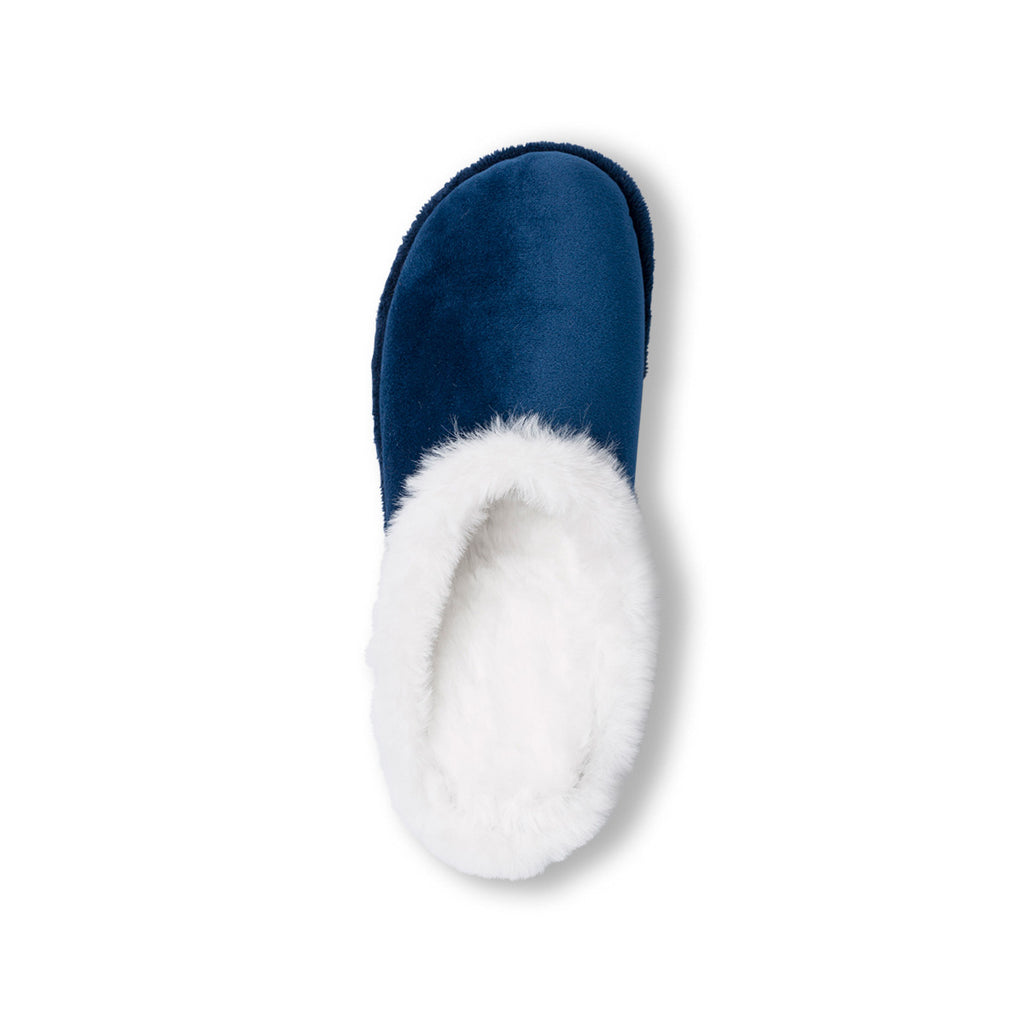 Pantofole blu in tessuto da donna con pelliccia sintetica Stilrosa