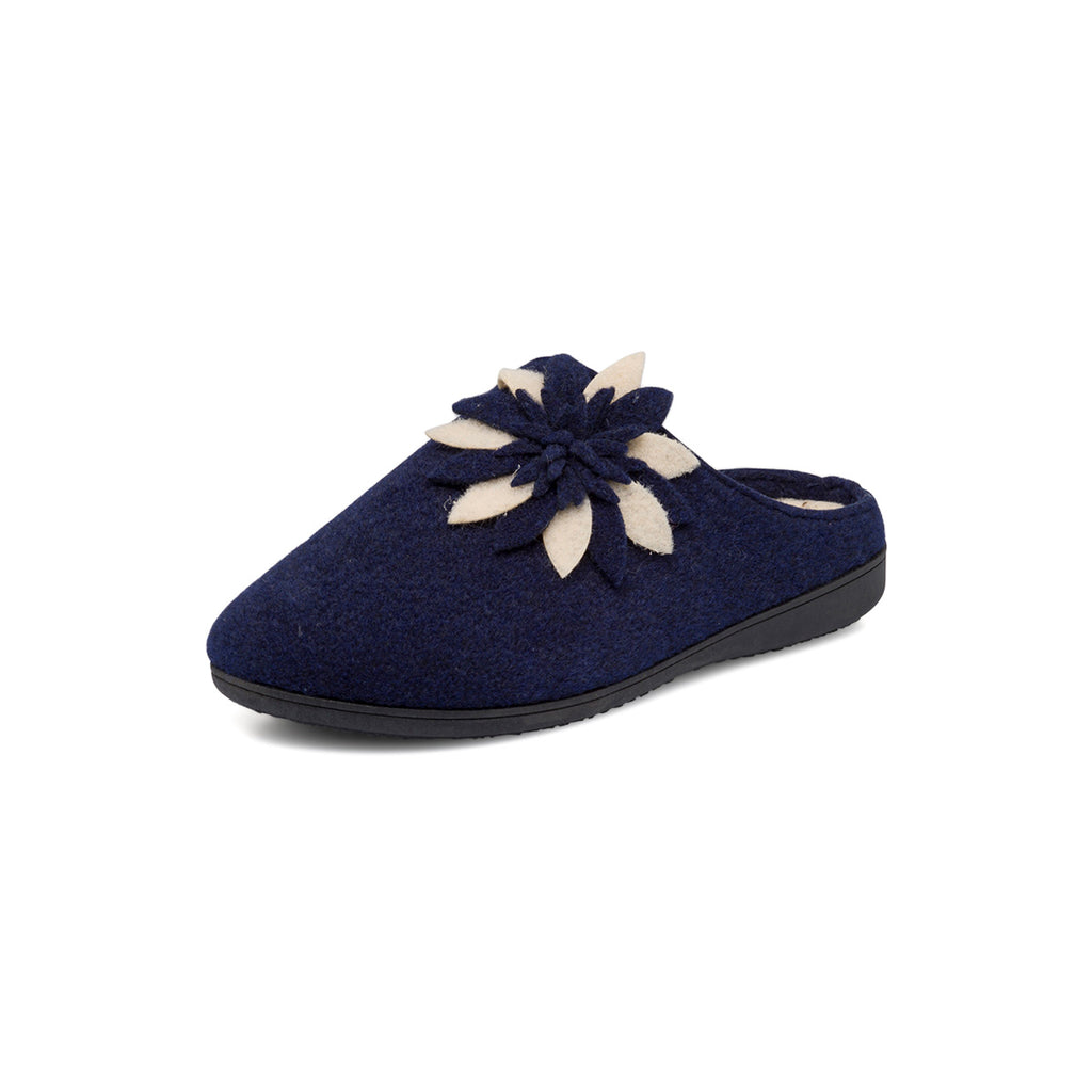 Pantofole blu da donna con decorazione floreale Superga