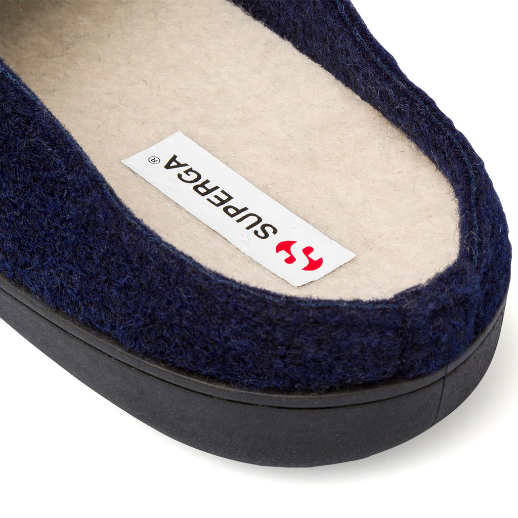 Pantofole blu da donna con decorazione floreale Superga
