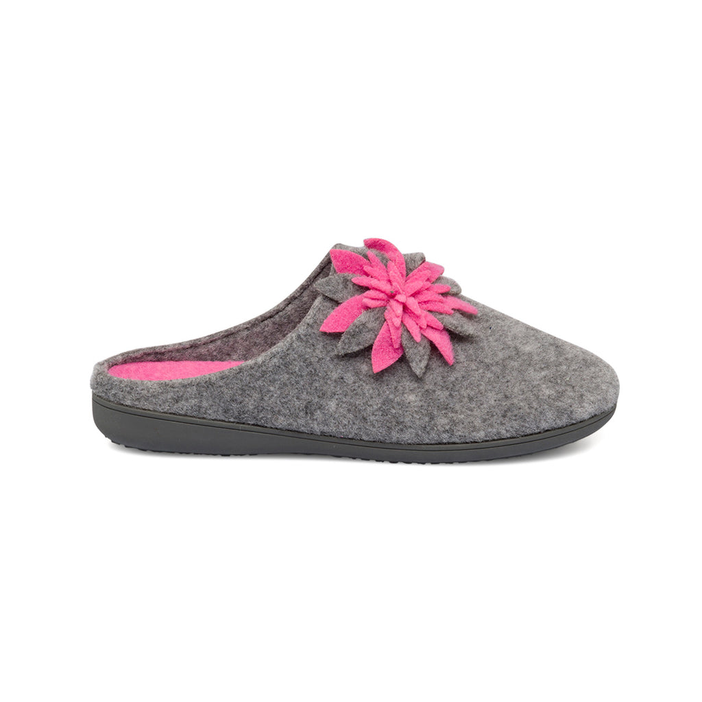 Pantofole grigie da donna con decorazione floreale Superga