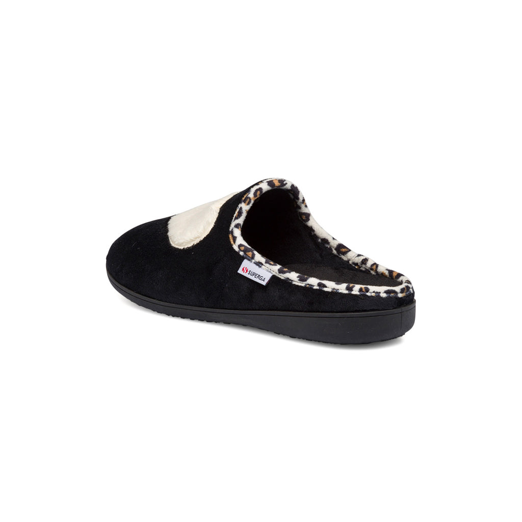 Pantofole nere da donna con maxi cuore Superga