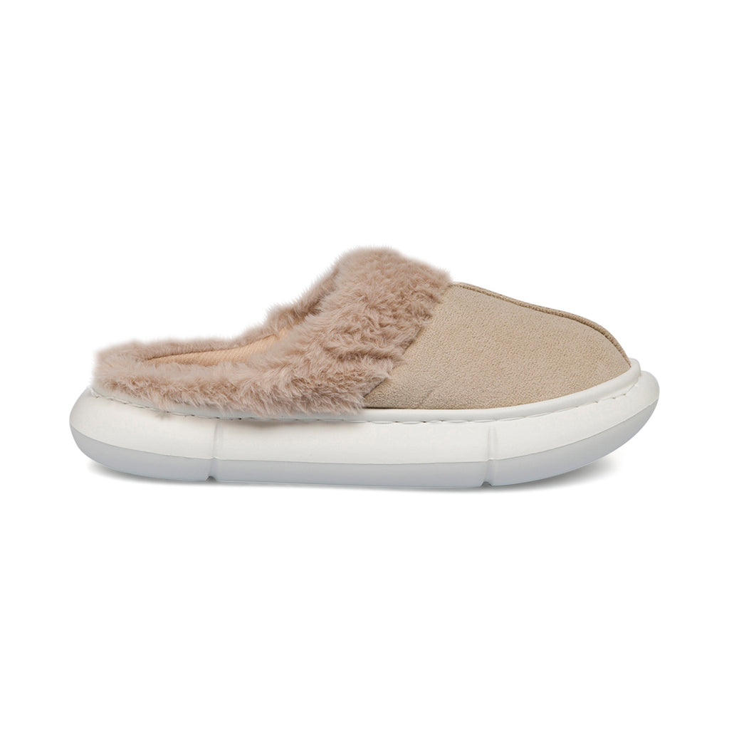 Pantofole beige da donna con imbottitura e maxi-suola Jog