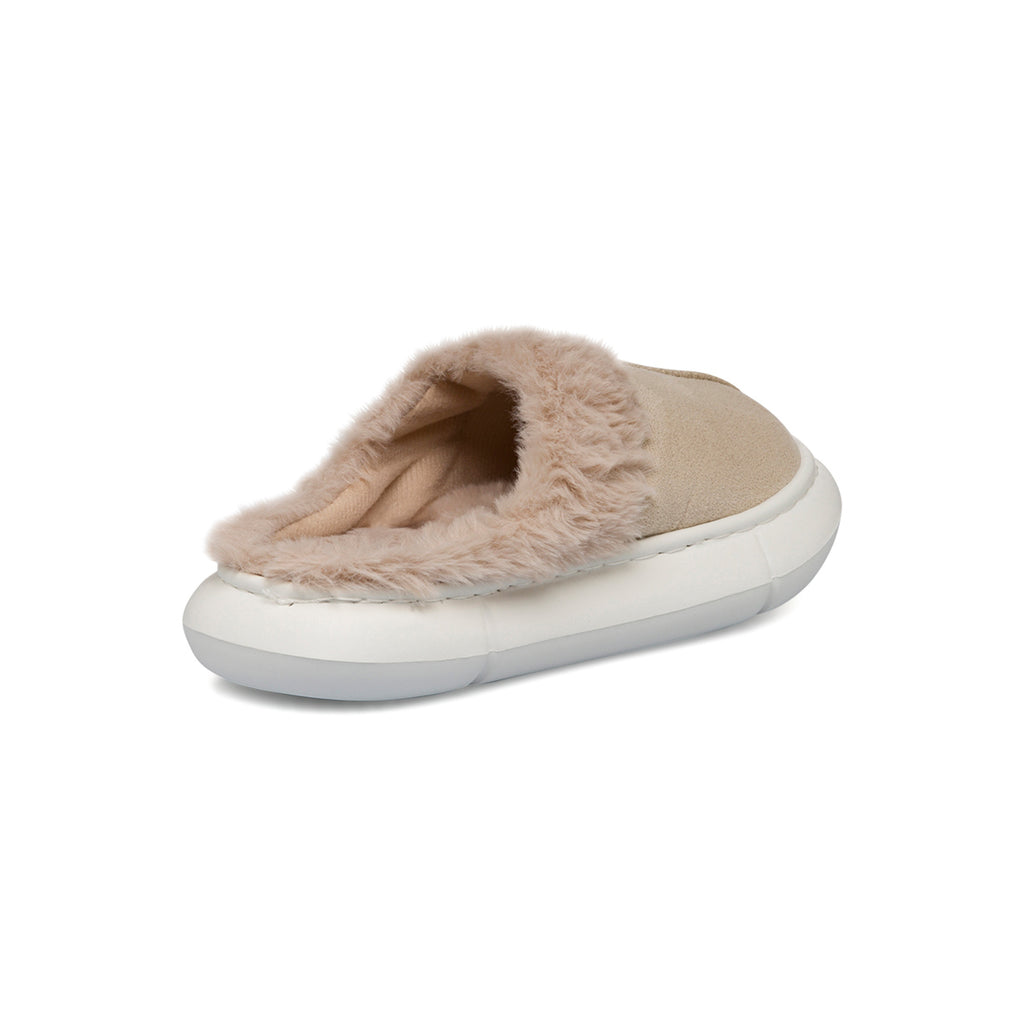 Pantofole beige da donna con imbottitura e maxi-suola Jog