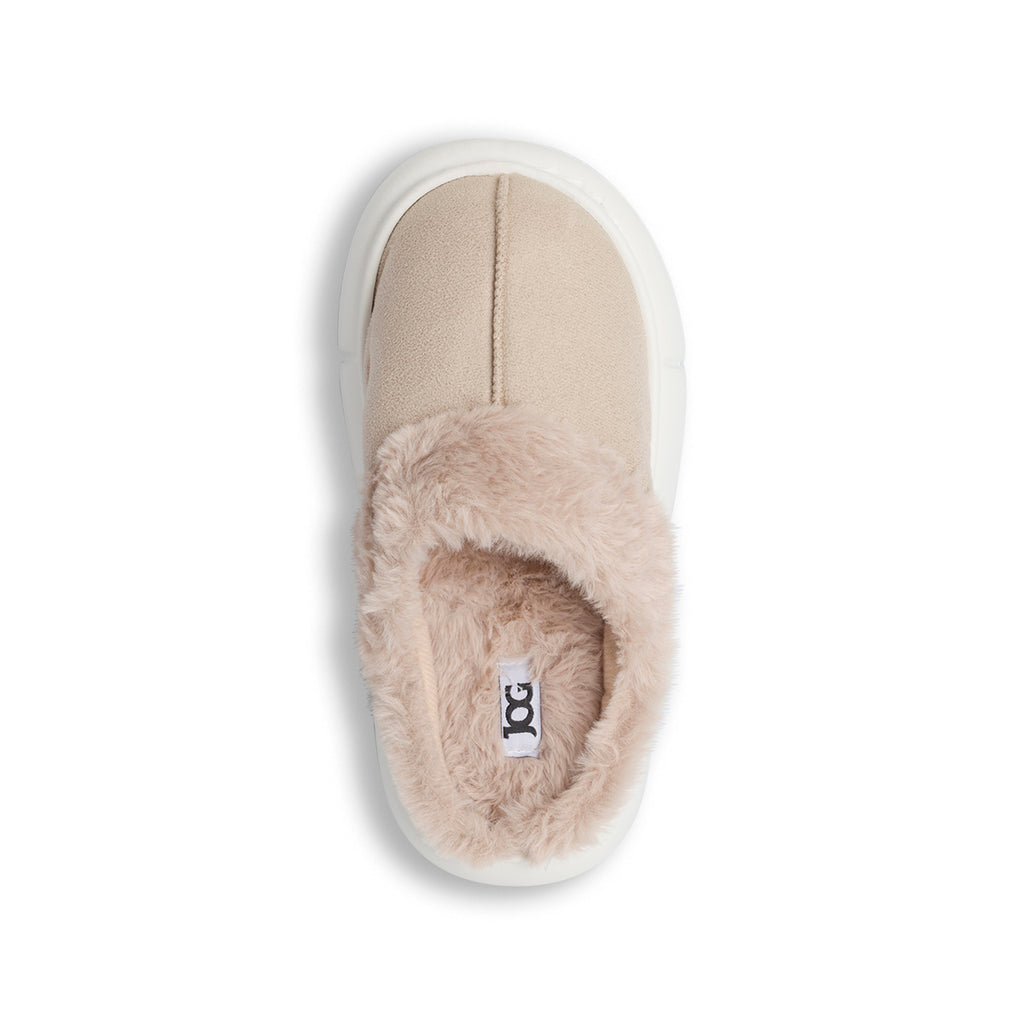 Pantofole beige da donna con imbottitura e maxi-suola Jog