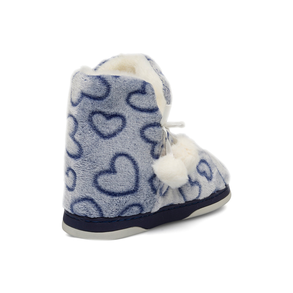 Pantofole alte grigie e blu da donna con ponpon Mi@Mi