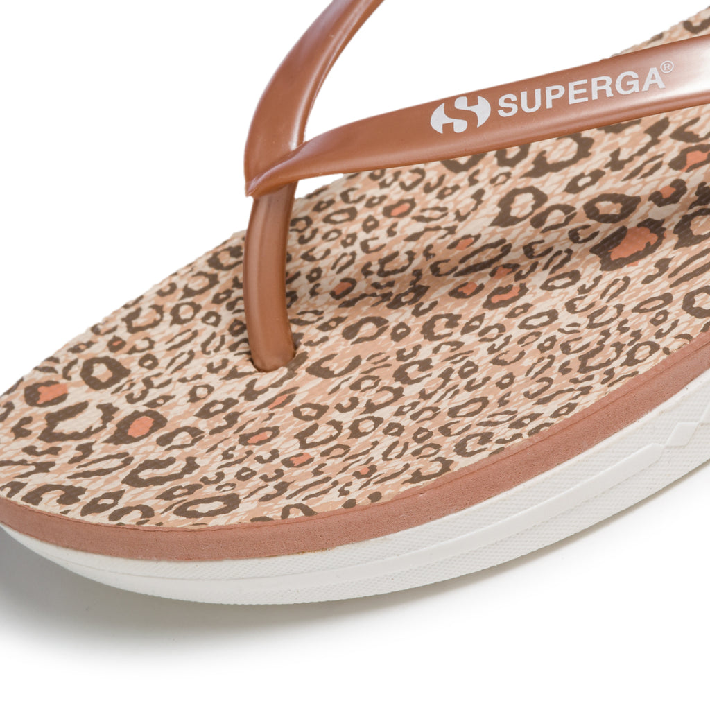 Ciabatte infradito oro rosa con stampa animalier Superga