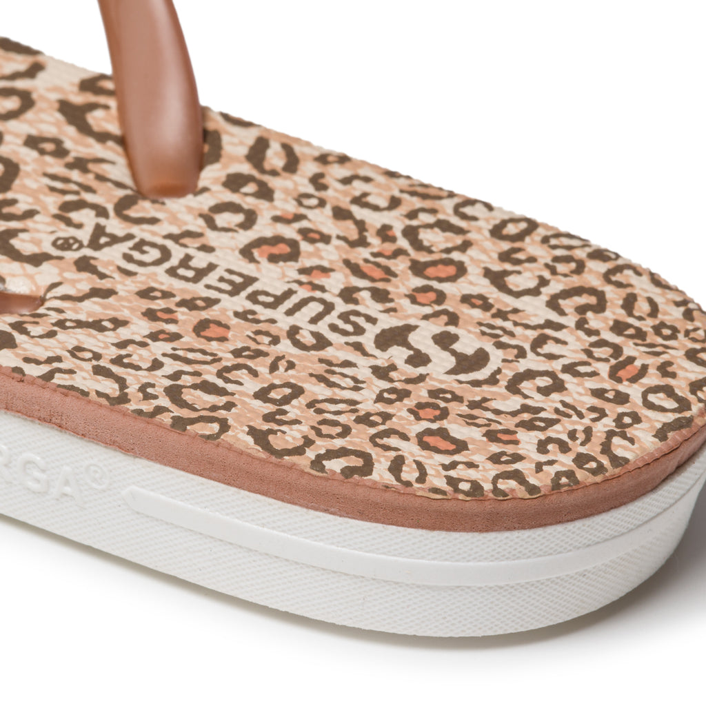 Ciabatte infradito oro rosa con stampa animalier Superga