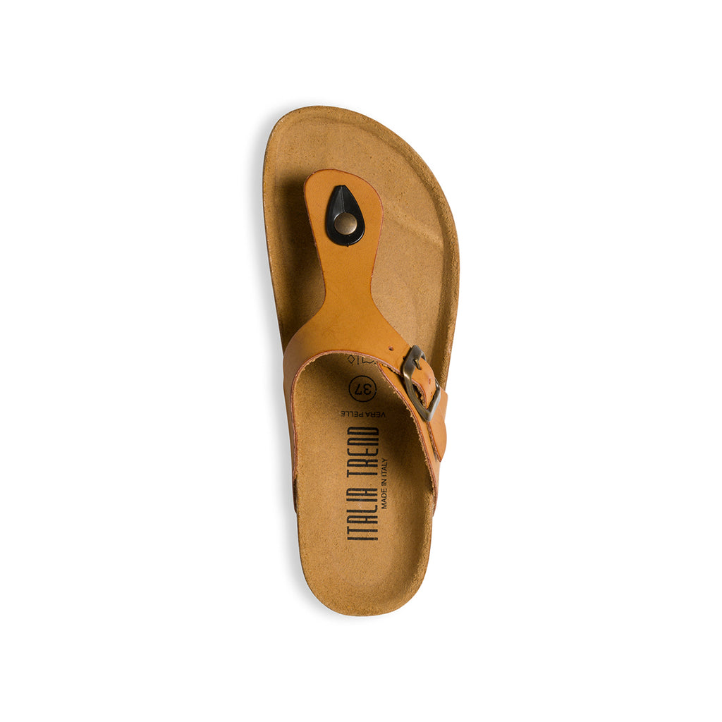 Ciabatte infradito color cuoio in pelle e similpelle Italia Trend Zeudi