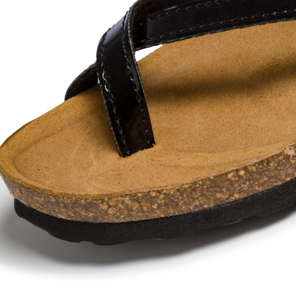 Ciabatte infradito colore nero effetto vernice con cinturini incrociati Italia Trend Gioia