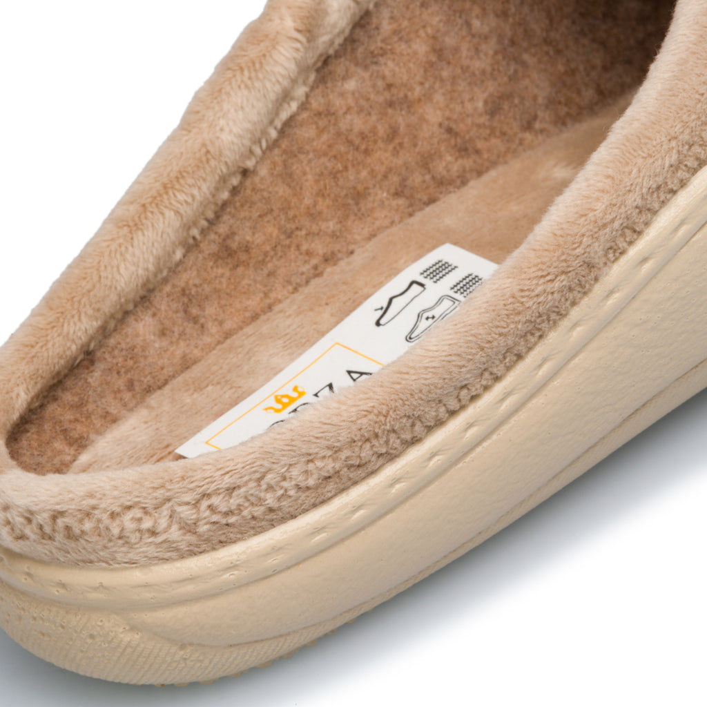 Pantofole beige in tessuto con fiore ricamato Forzasette