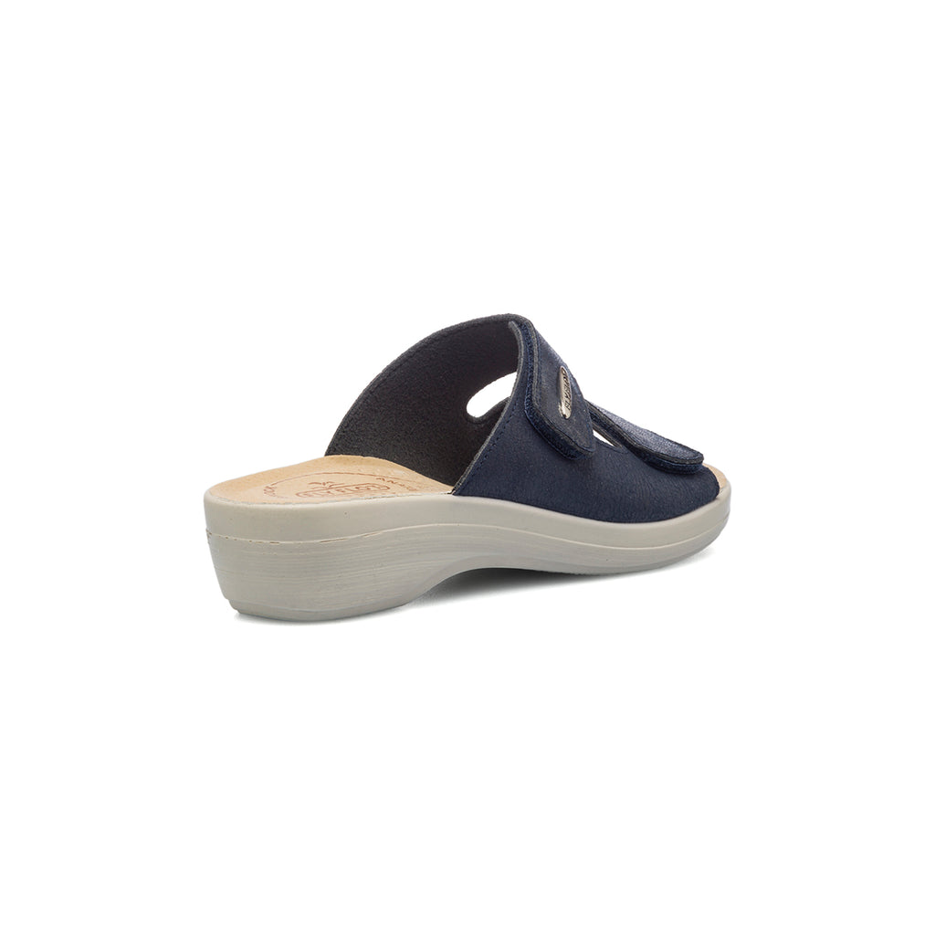 Ciabatte da donna blu in tessuto con dettagli animalier Fly Flot