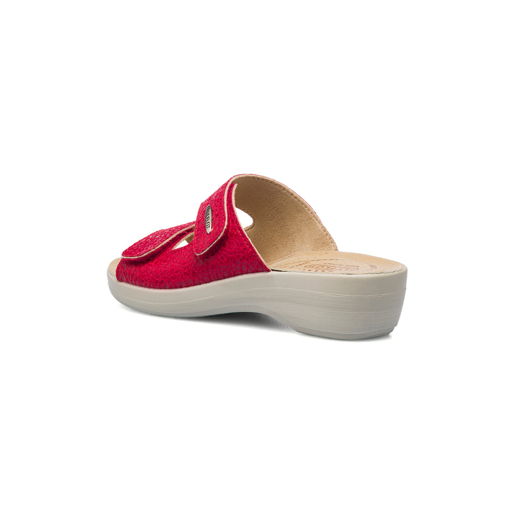 Ciabatte da donna rosse in tessuto con sottopiede anatomico Fly Flot