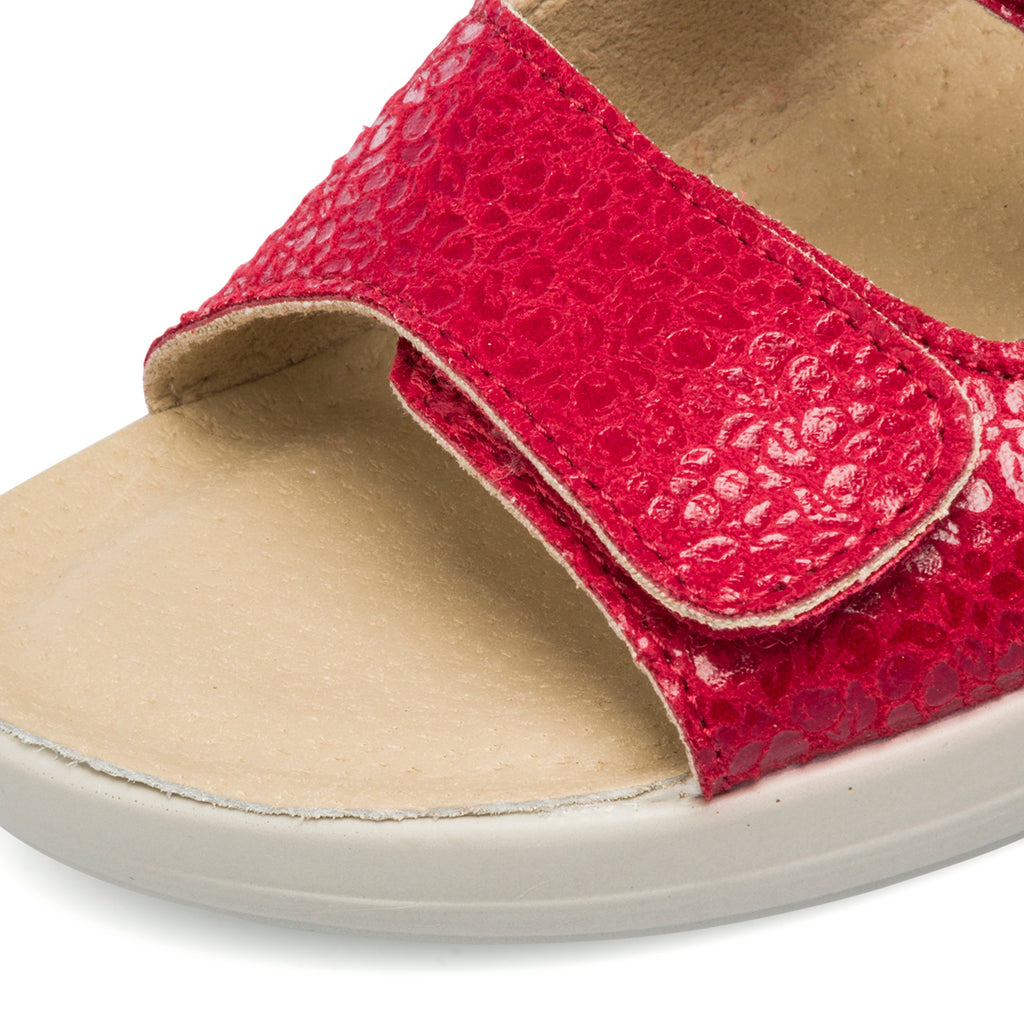 Ciabatte da donna rosse in tessuto con sottopiede anatomico Fly Flot