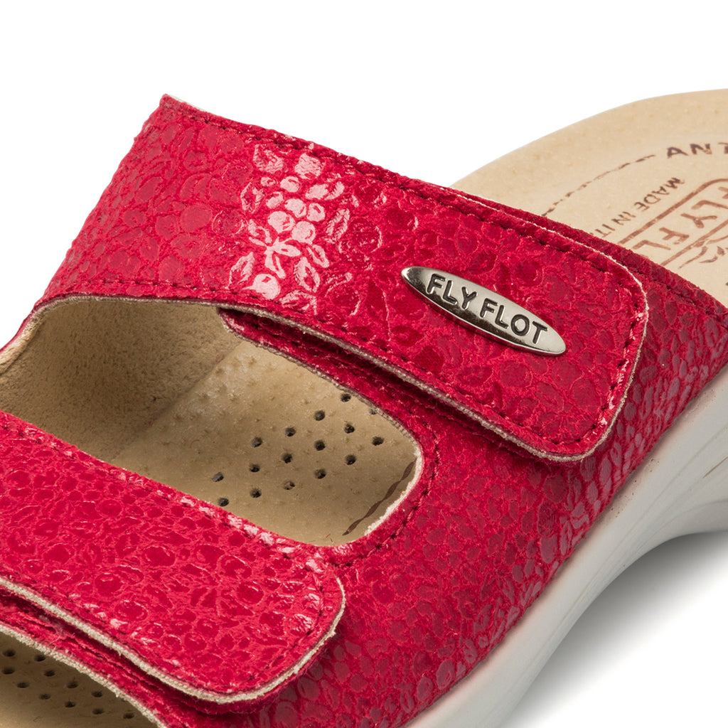 Ciabatte da donna rosse in tessuto con sottopiede anatomico Fly Flot