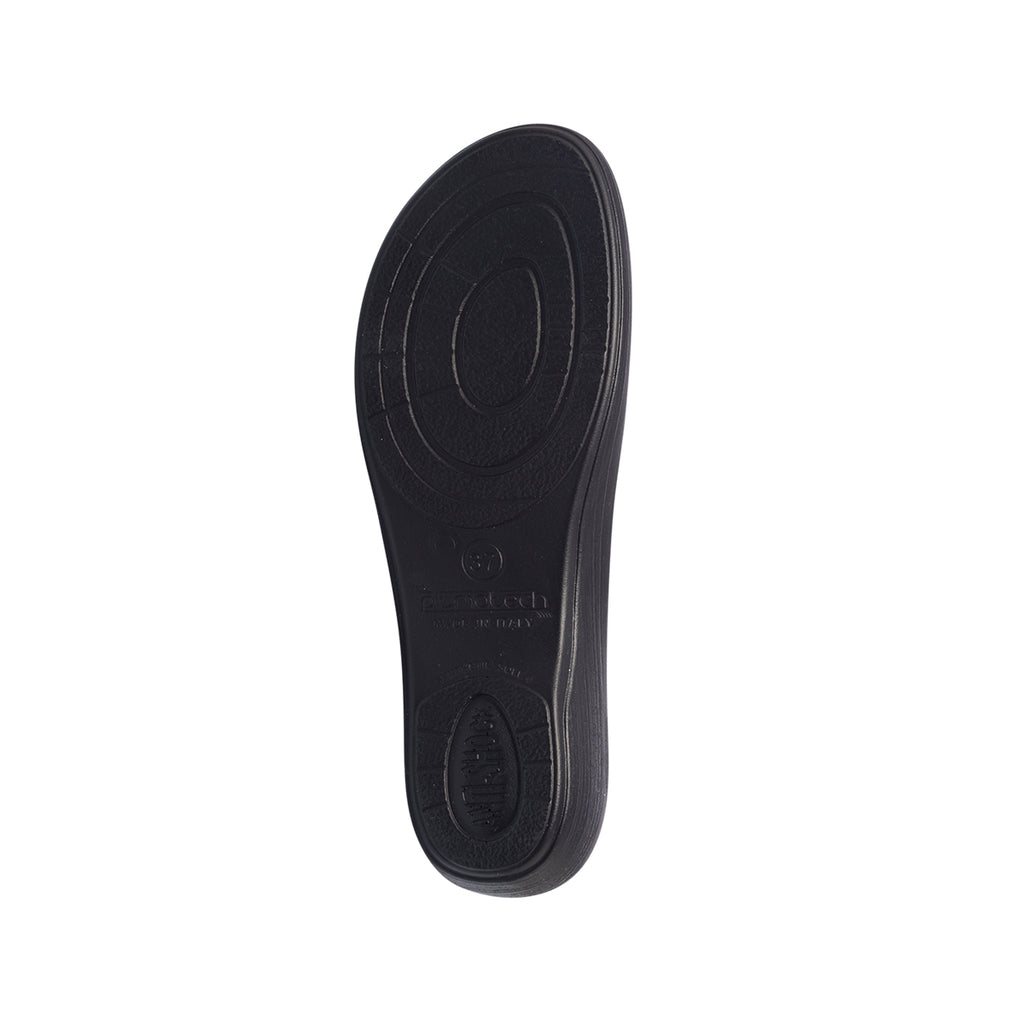 Ciabatte da donna nere in pelle con stampa a contrasto Fly Flot