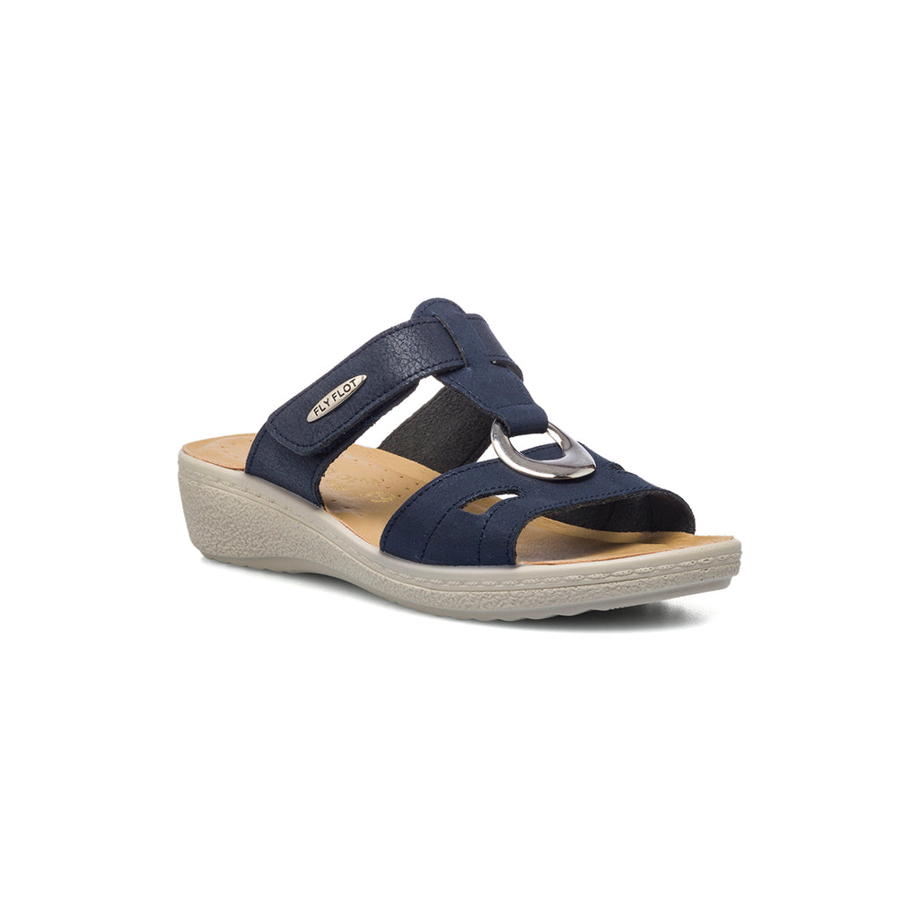 Ciabatte da donna blu in pelle Fly Flot