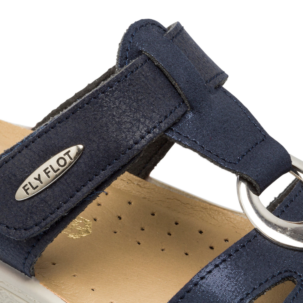 Ciabatte da donna blu in pelle Fly Flot