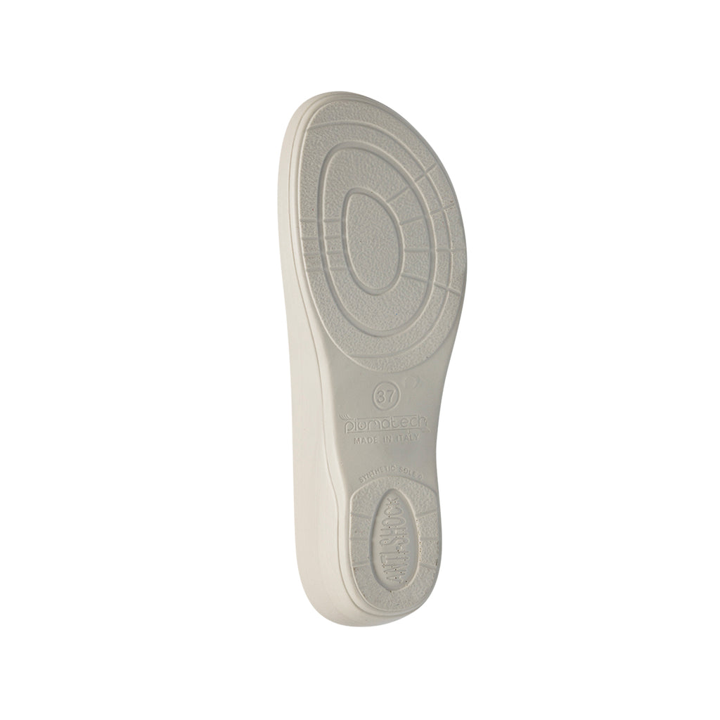 Ciabatte da donna blu in pelle con fiore decorativo Fly Flot