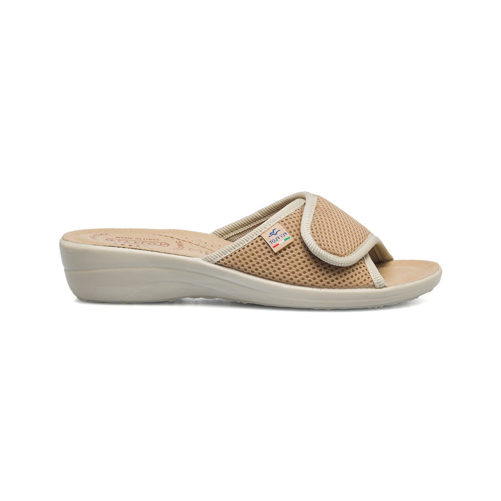 Ciabatte da donna beige in pelle Fly Flot