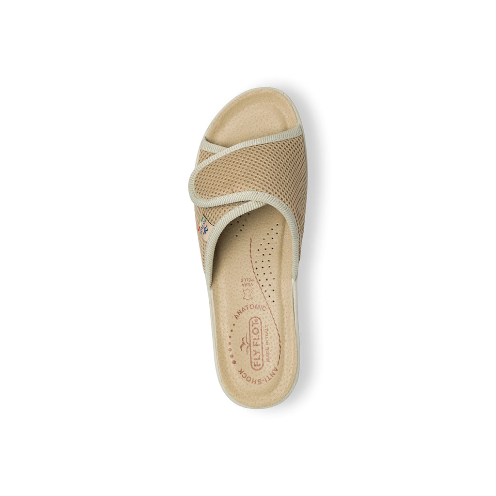 Ciabatte da donna beige in pelle Fly Flot