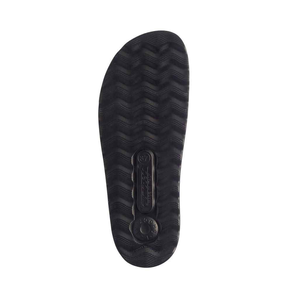 Ciabatte da donna nere in similpelle con sottopiede anatomico in pelle Fly Flot