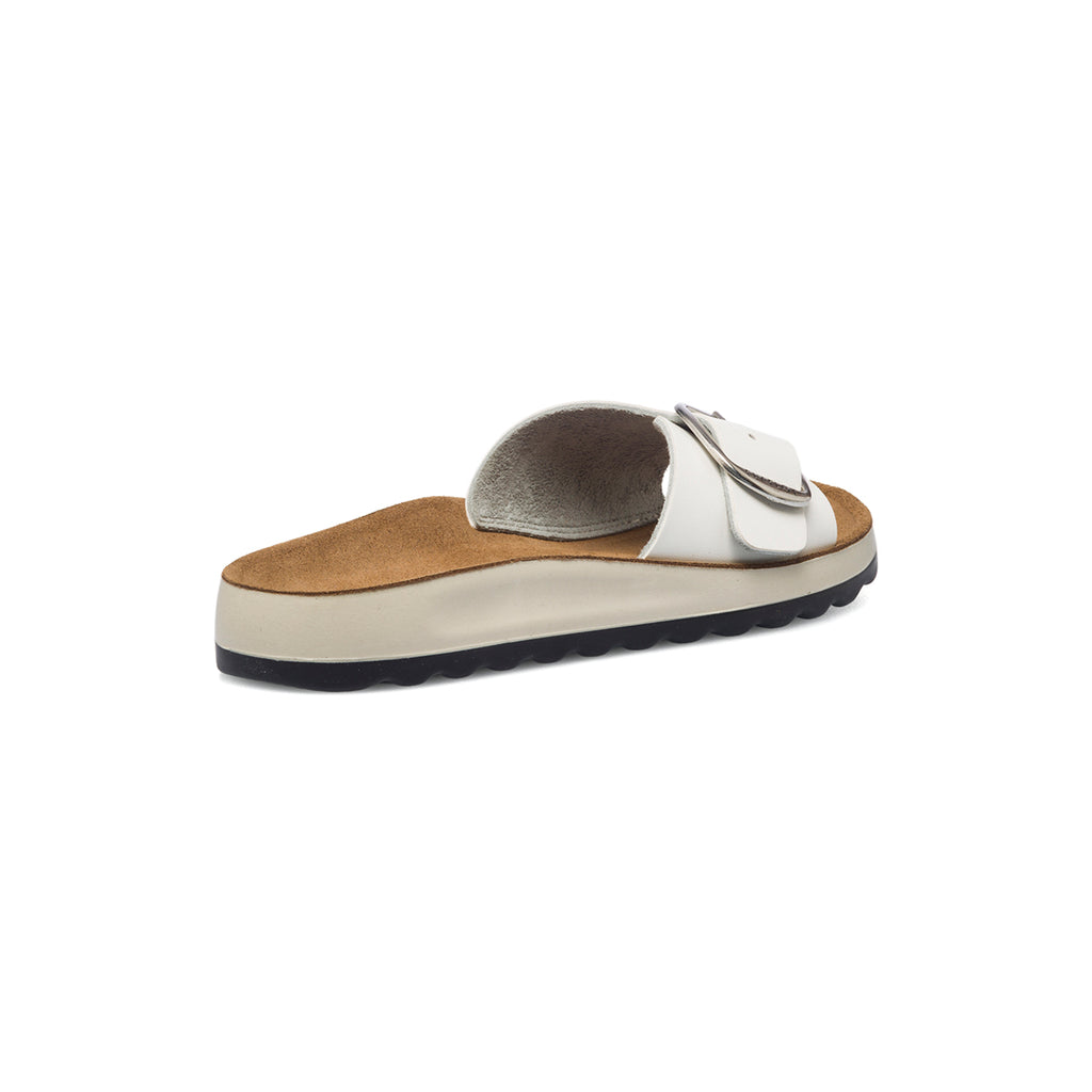 Ciabatte da donna bianche in pelle con sottopiede anatomico Fly Flot