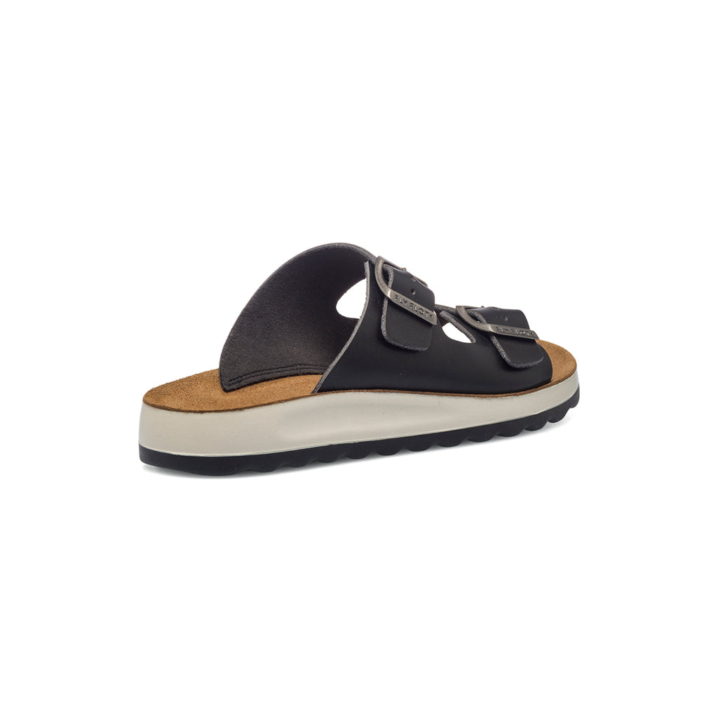Ciabatte da donna nere in pelle con sottopiede anatomico Fly Flot