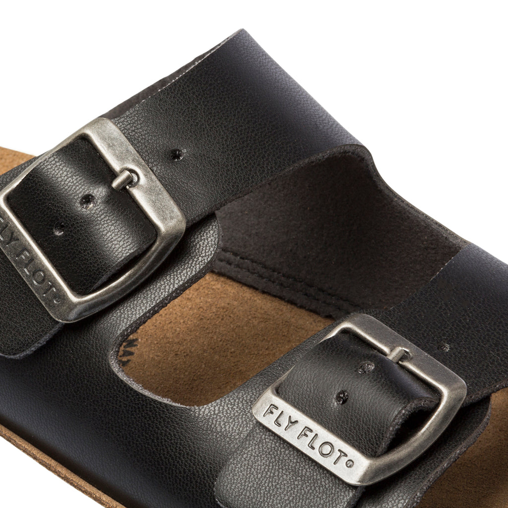 Ciabatte da donna nere in pelle con sottopiede anatomico Fly Flot