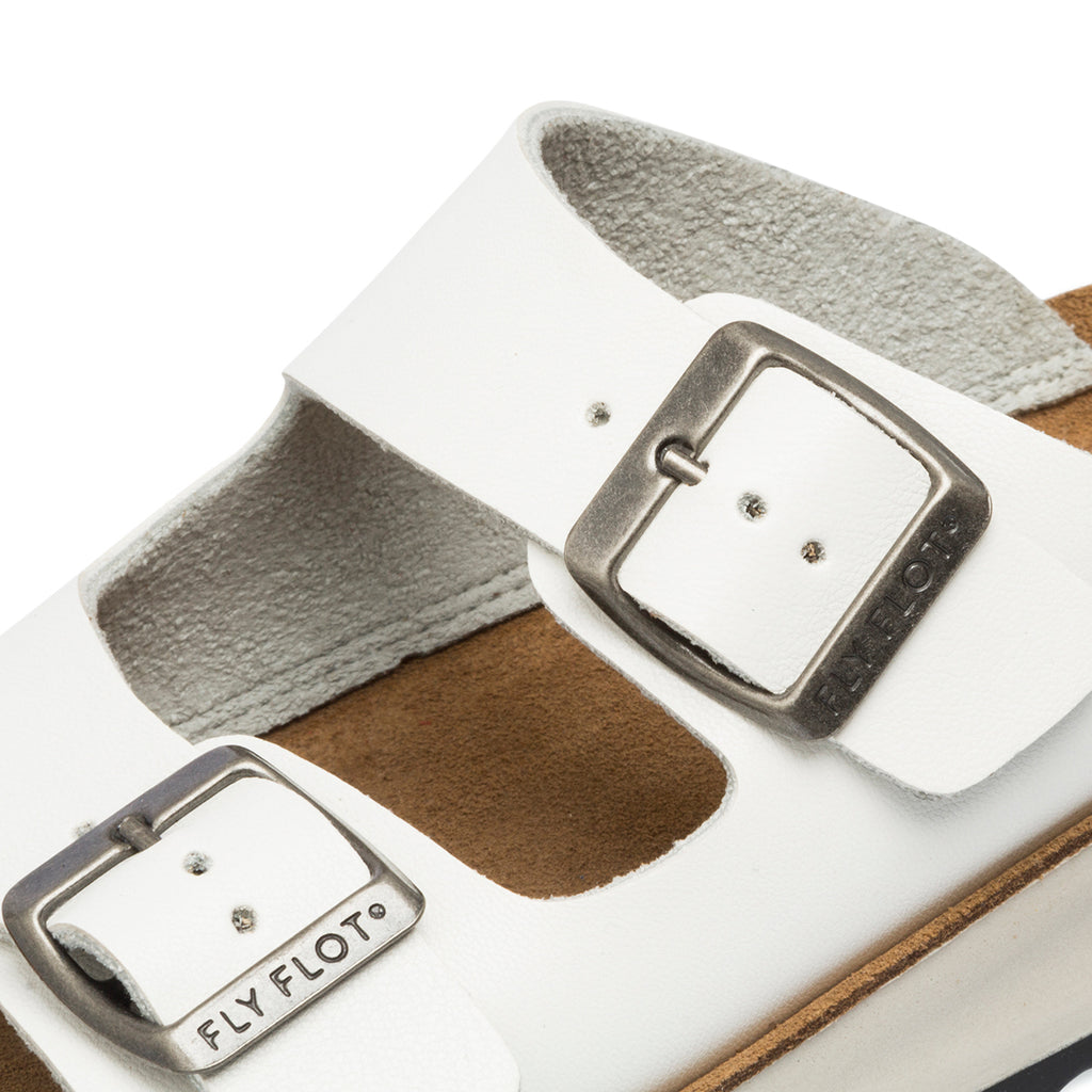 Ciabatte da donna bianche in pelle con sottopiede anatomico Fly Flot