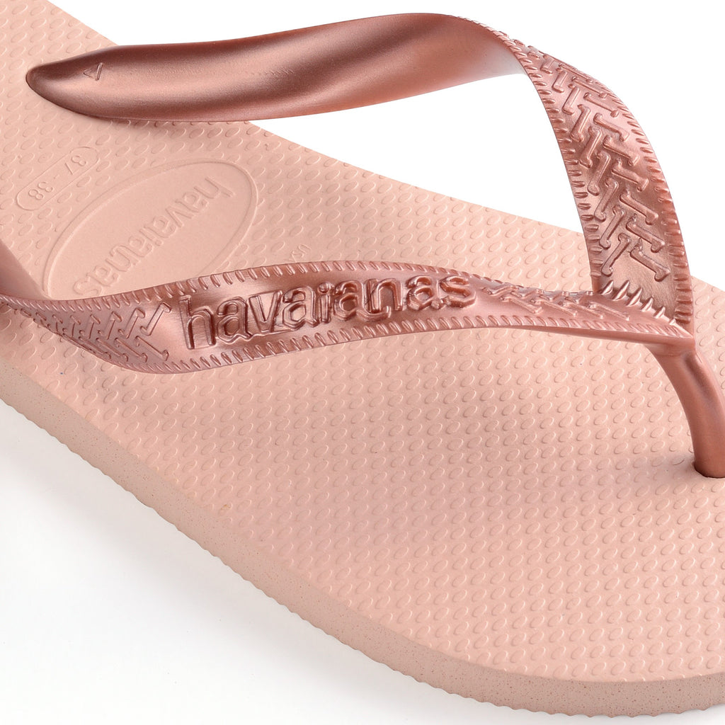 Ciabatte infradito da donna rosa con dettaglio laminato Havaianas Top Tiras