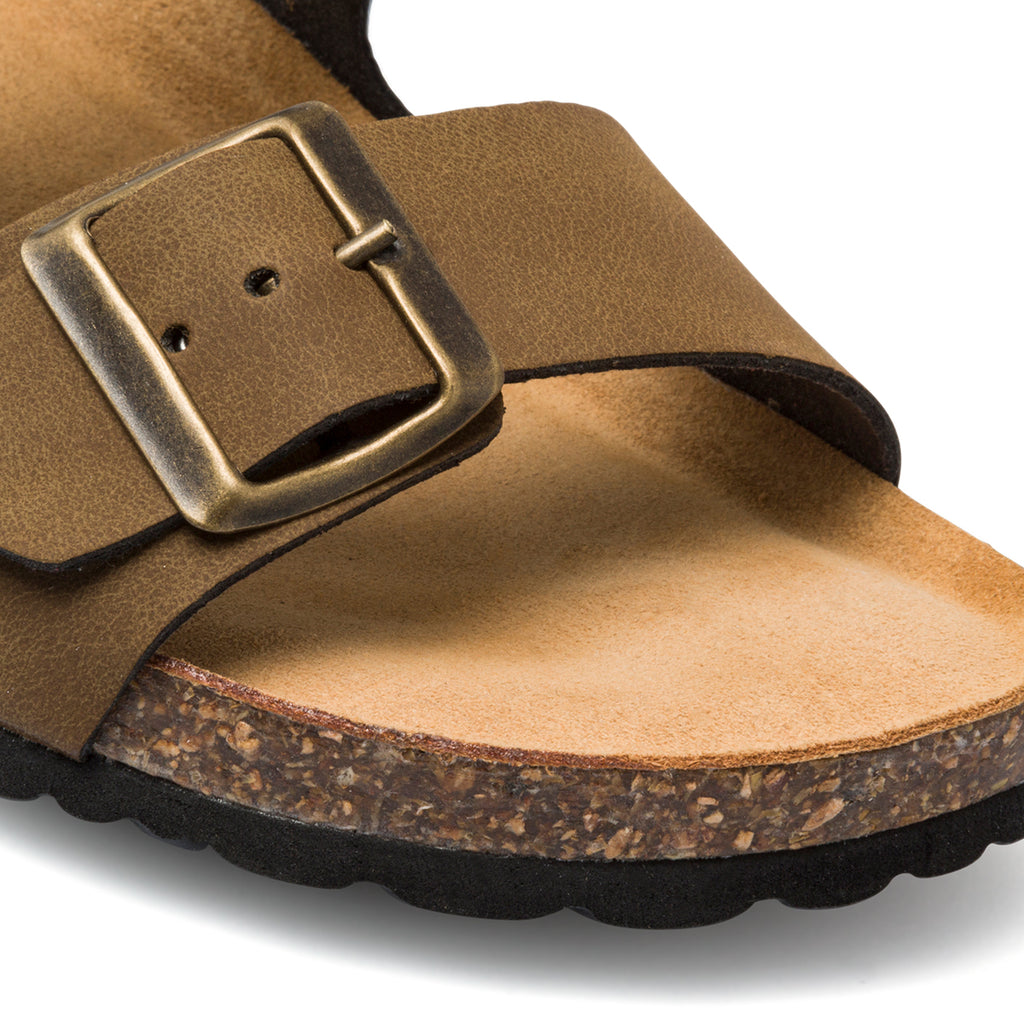 Ciabatte marroni in nabuck da donna con fibbie in metallo Italia Trend Sabina