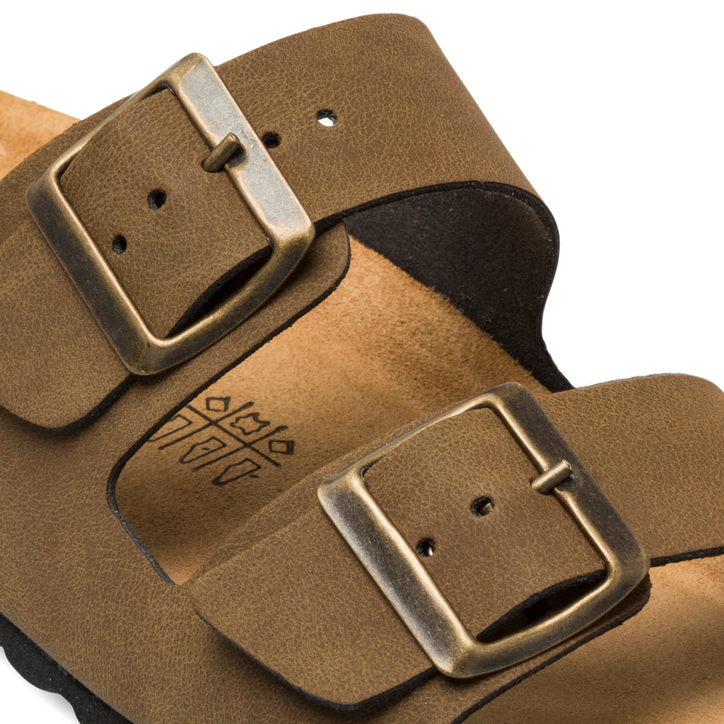 Ciabatte marroni in nabuck da donna con fibbie in metallo Italia Trend Sabina