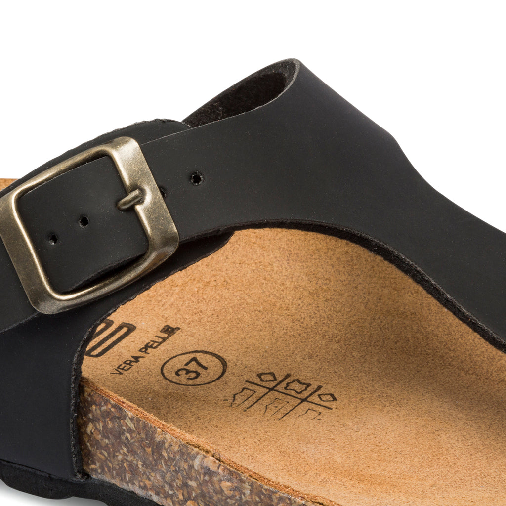 Ciabatte infradito nere in pelle da donna Italia Trend Zeudi