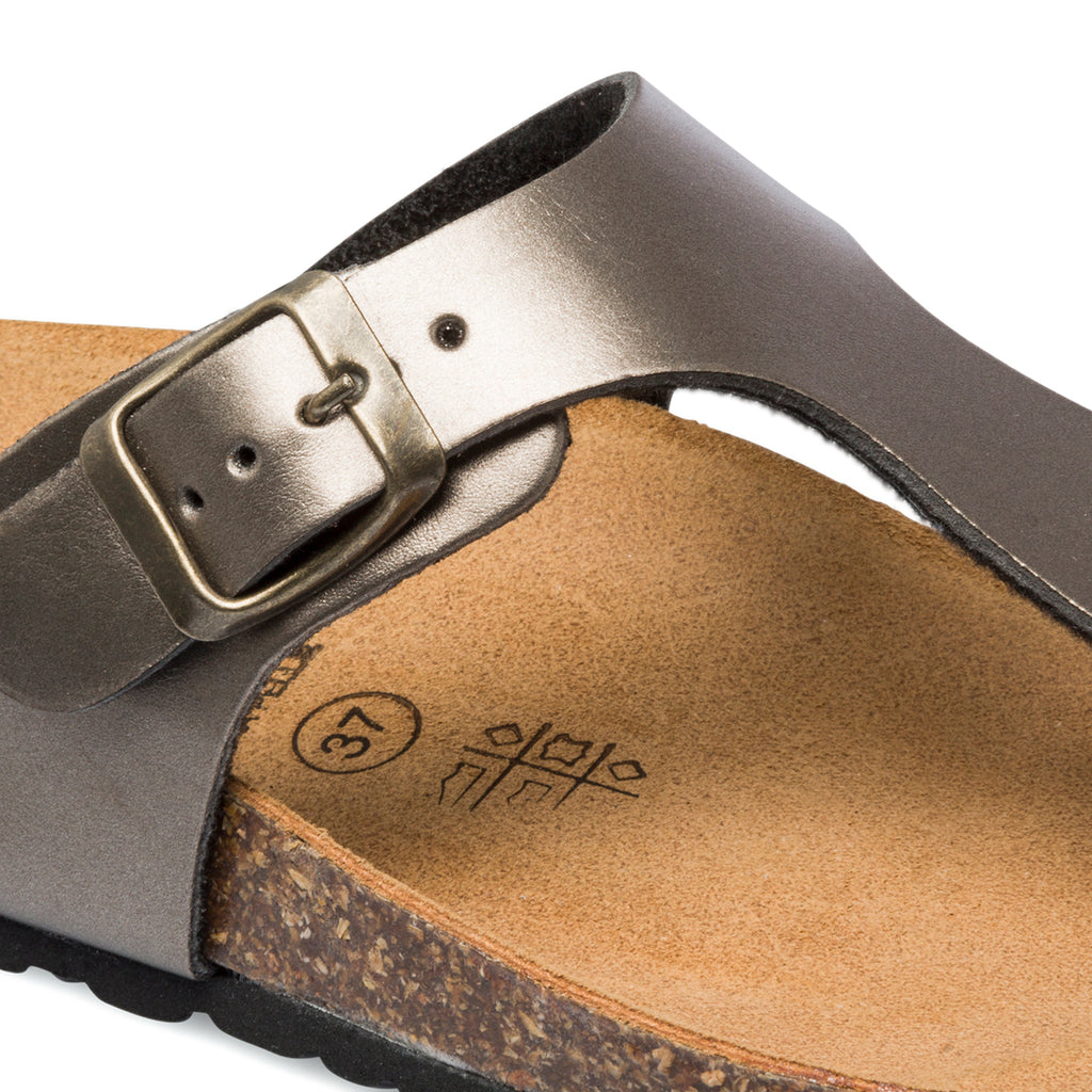 Ciabatte infradito color bronzo in pelle da donna Italia Trend Zeudi