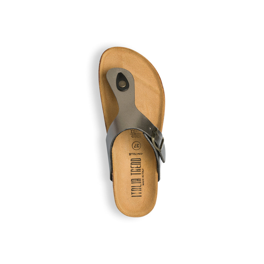 Ciabatte infradito color bronzo in pelle da donna Italia Trend Zeudi