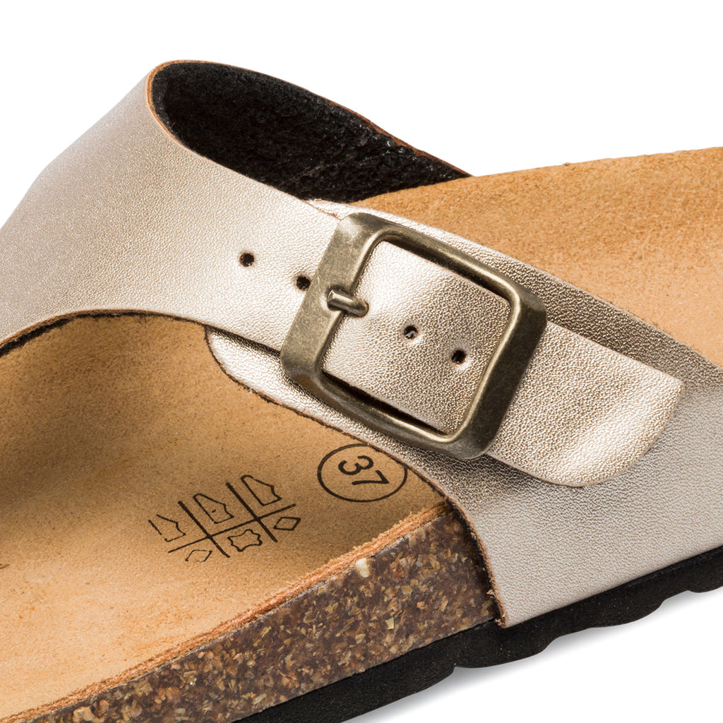 Ciabatte infradito color platino in pelle da donna Italia Trend Zeudi