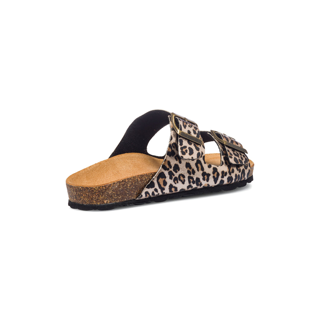 Ciabatte animalier in pelle da donna con fibbie in metallo Italia Trend Sabina