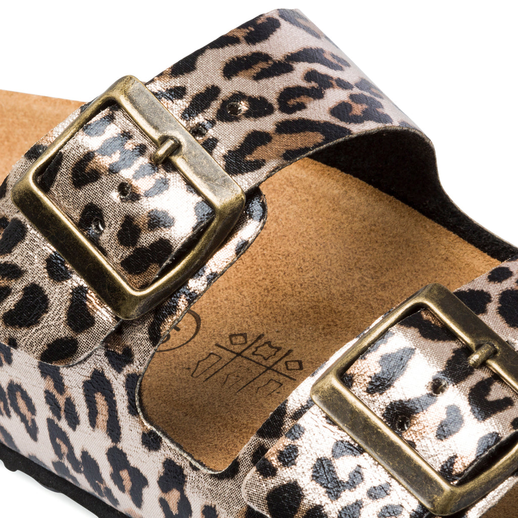 Ciabatte animalier in pelle da donna con fibbie in metallo Italia Trend Sabina