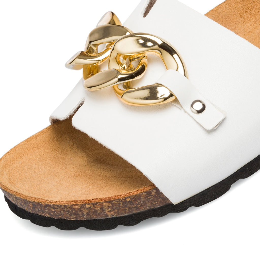 Ciabatte da donna bianche con maxi-catena Italia Trend Wendy