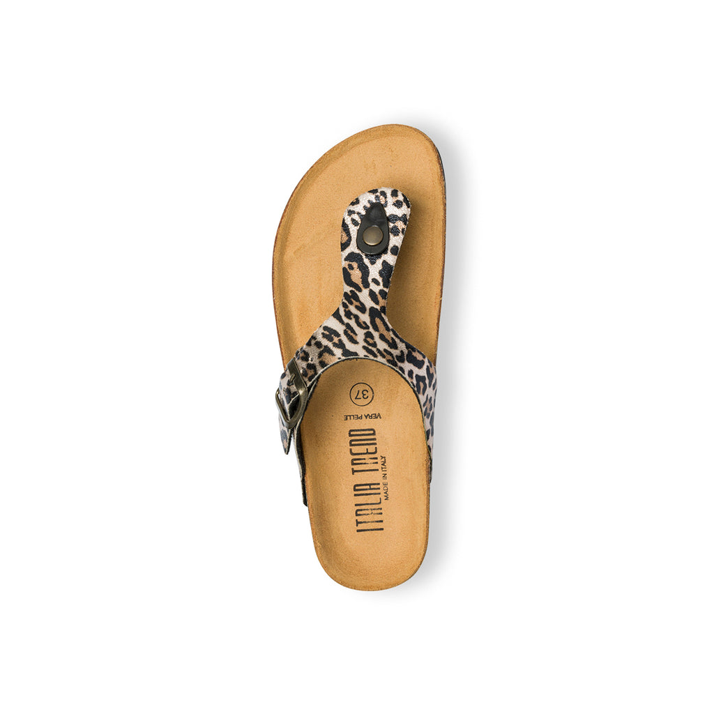 Ciabatte infradito animalier in pelle da donna Italia Trend Zeudi