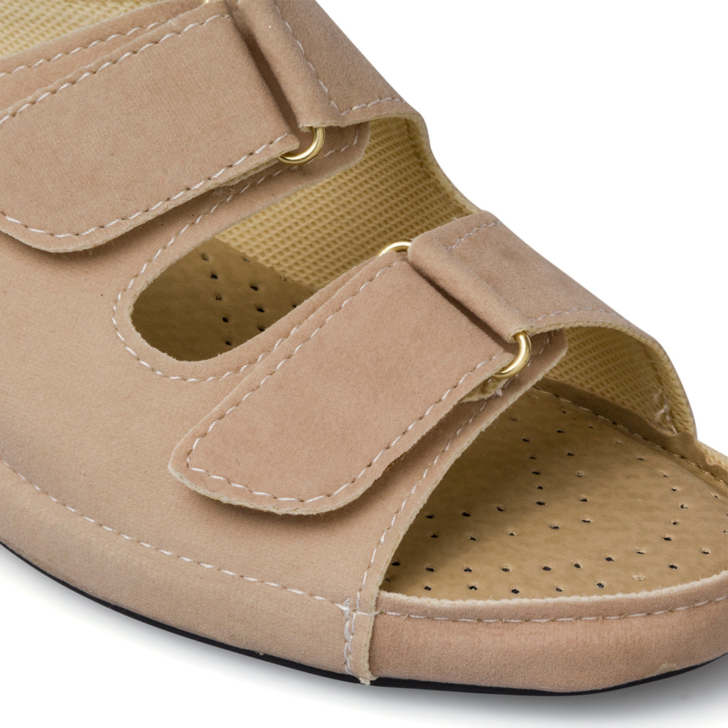 Ciabatte comfort beige con doppia fascia da donna Rosagialla