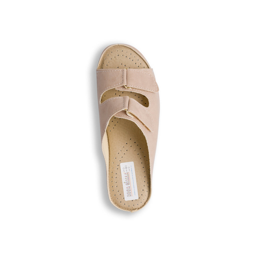 Ciabatte comfort beige con doppia fascia da donna Rosagialla